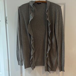 Talbots Gray Cardigan Sweater Fine Gauge Knit